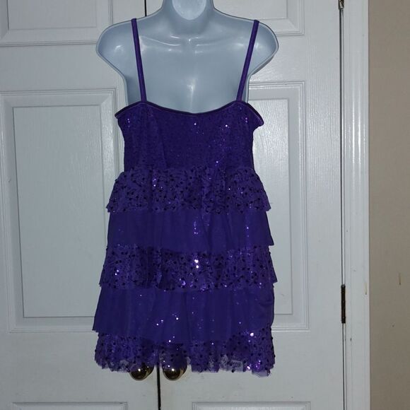 Childrens Weissman ruffle sequin purple halloween dance costume Sz XXL (20) - Picture 4 of 5